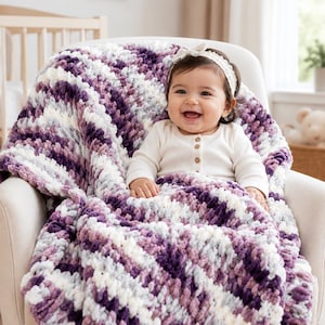 Finger Knit Baby Blanket Pattern, Loop Yarn PDF, Beginner No-Needle Tutorial, 6 Languages