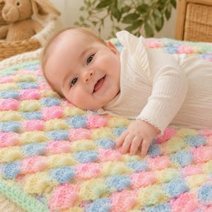 Pastel-Shells-Babydecken-Häkelanleitung als PDF, anfängerfreundliche Anleitung in 6 Sprachen