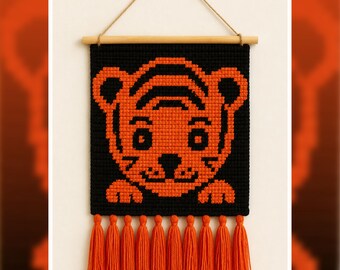 Baby Tiger Crochet Pattern: Tapestry Wall Hanging (PDF Download 50x50 Stitches)