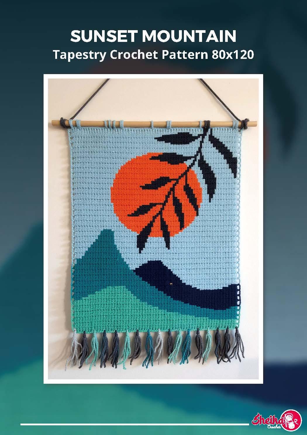 Sunset Mountain Tapestry Crochet Pattern: Modern Botanical Wall