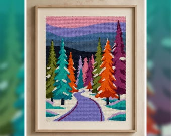 Winter Forest Tapestry Crochet Pattern: Colorful Wall Hanging (120x180 Stitches PDF Pattern)