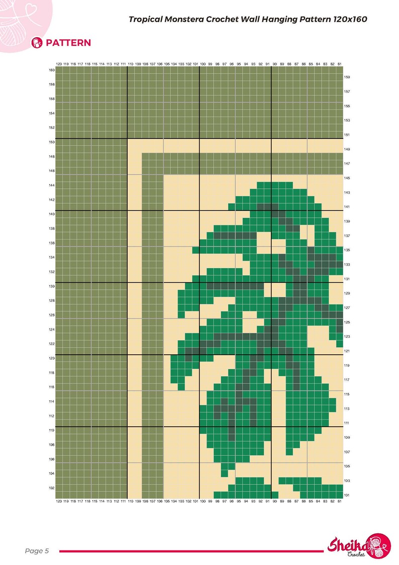 Monstera Crochet Wall Hanging Pattern: Tropical Tapestry PDF (120x160 ...