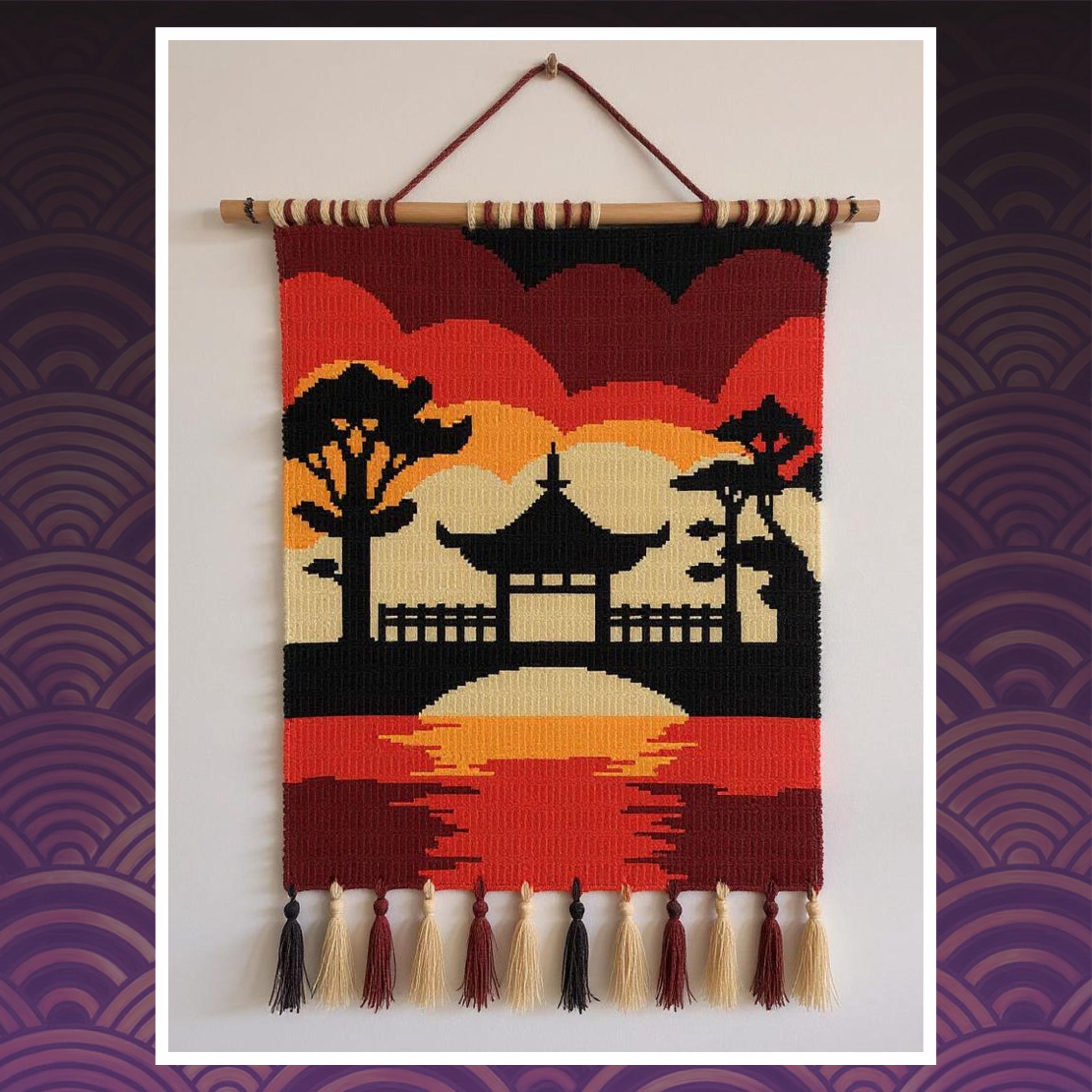 Japanese Garden Tapestry Crochet Pattern: Zen Landscape Wall