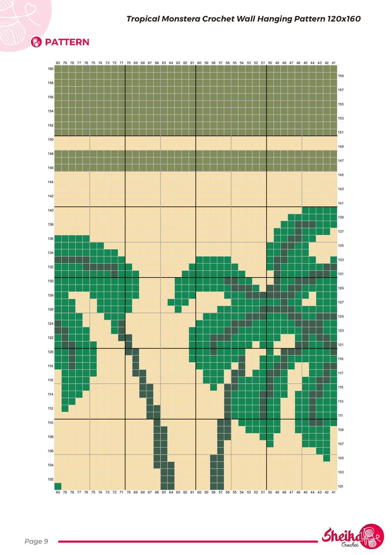 Monstera Crochet Wall Hanging Pattern: Tropical Tapestry PDF (120x160 ...