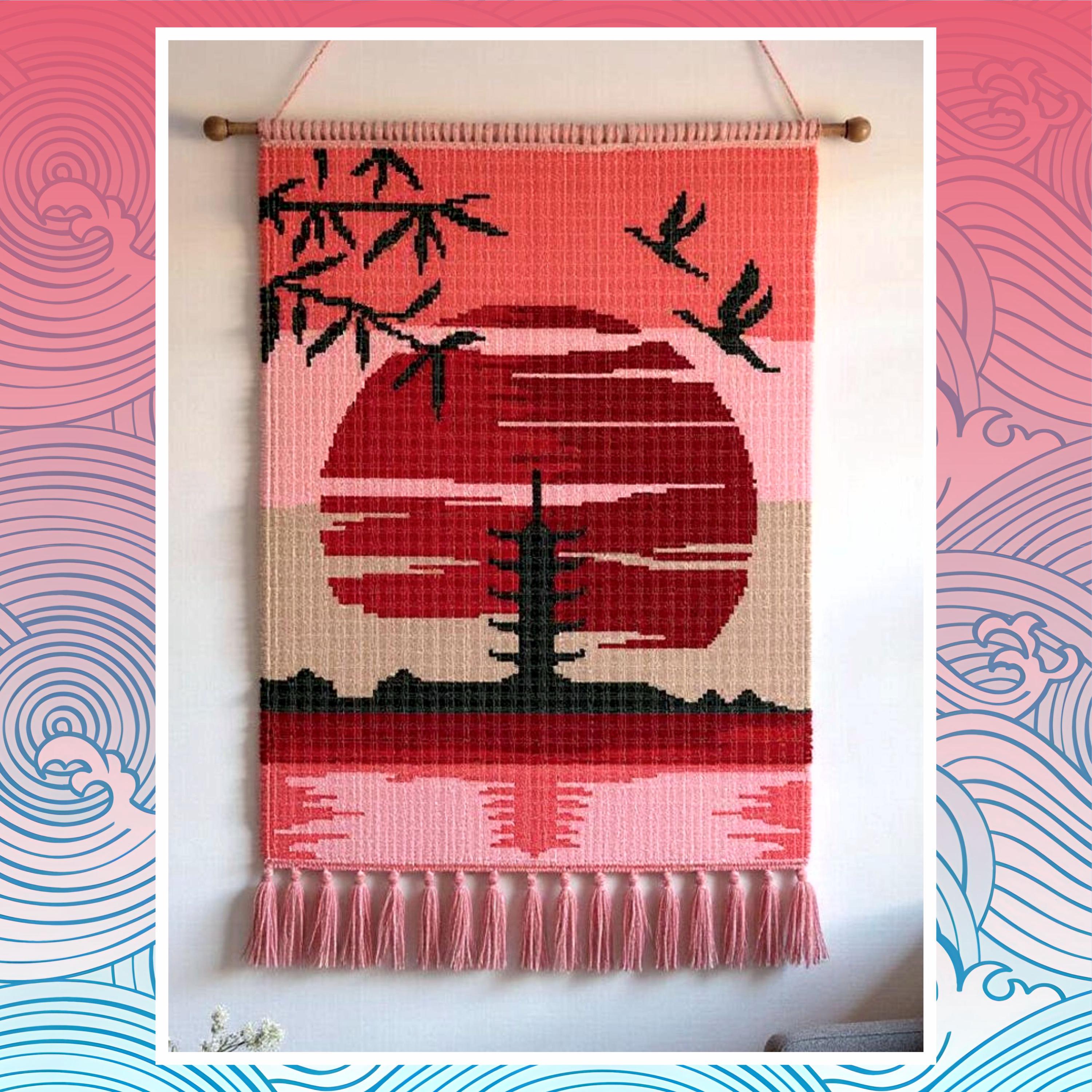 Tapisserie Murale Tissée Style Flamand, Scène De Marché Japonais, Vintage Et Multicolore