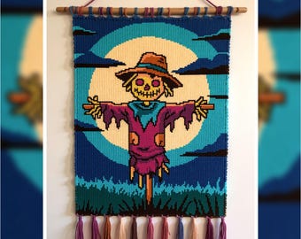 Scarecrow Tapestry Crochet Pattern: Halloween Farmhouse Wall Hanging (PDF Pattern)