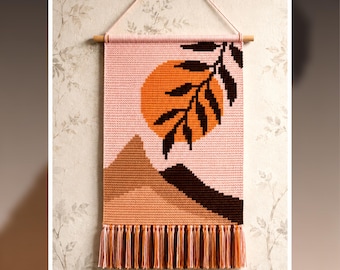 Mountain Sunset Tapestry Crochet Pattern: Boho Wall Hanging (PDF Pattern)