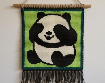 Panda Tapestry Crochet Pattern: Nursery Wall Hanging (PDF Pattern 100x100 Stitches)