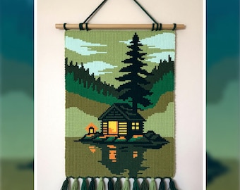 Tapisserie confortable au bord du lac, motif au crochet 80 x 120 points PDF
