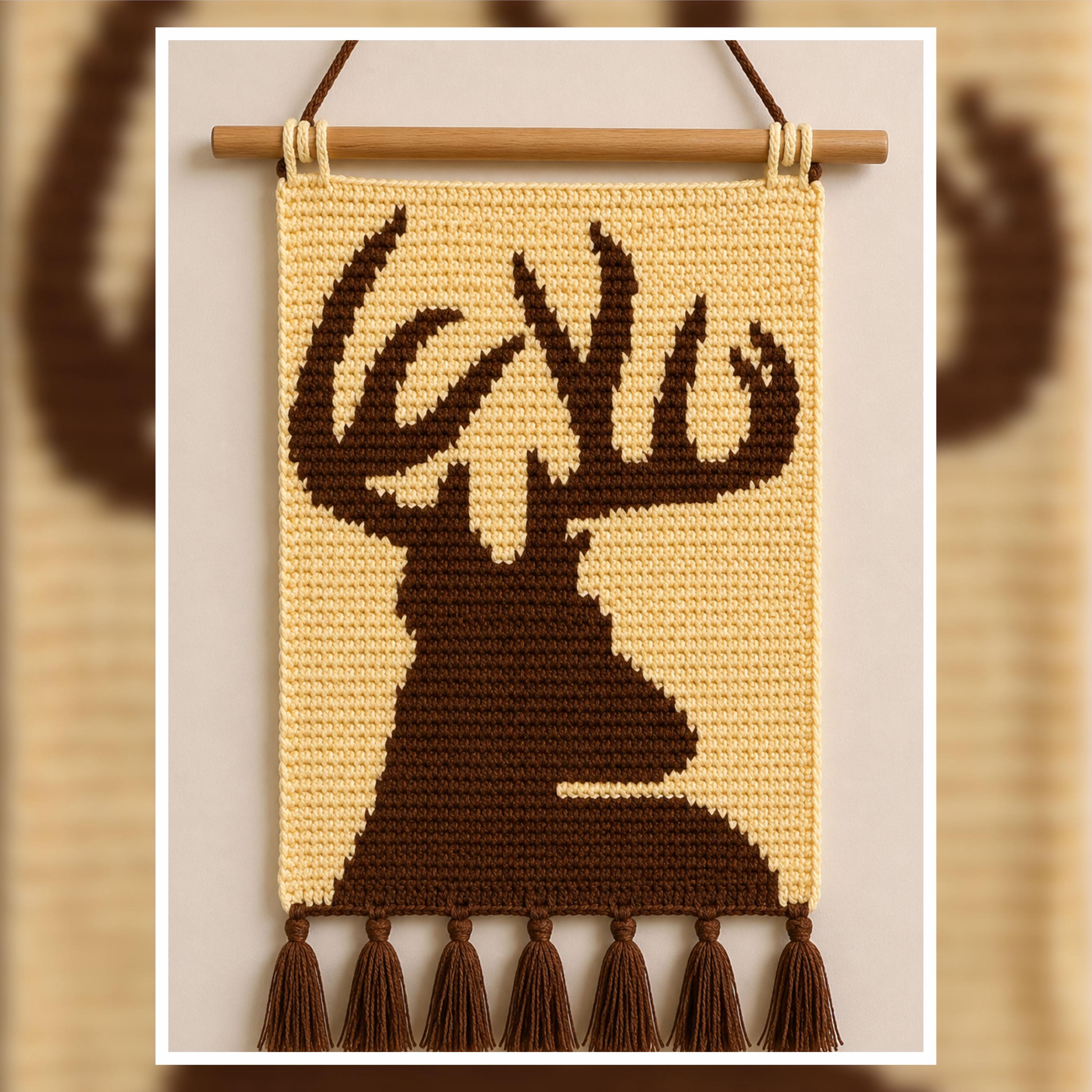 39 Deer Crochet Patterns for Woodland, Holiday, and Amigurumi Projects 33 Deer Silhouette Tapestry Crochet Pattern: Rustic Cabin
