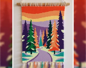 Forest Tapestry Crochet Pattern: Sunset Wall Hanging (100x150 Stitches PDF)