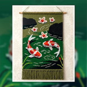 Koi Fish Tapestry Crochet Pattern: Japanese Pond Wall Hanging (PDF Pattern)