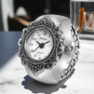 Octagonal Ring Watch – Minimalist Digital Quartz Timepiece | Adjustable Ring Watch for Men & Women | Unique Accessory for Daily or Parties