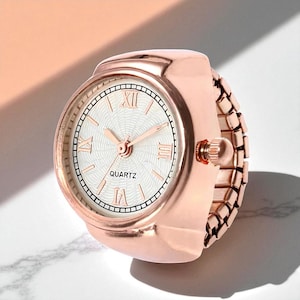 Mini Watch Ring – Retro Clock Ring, Simple Versatile Quartz Ring, Adjustable Finger Watch, Small Circle Timepiece Jewelry for Daily Wear.