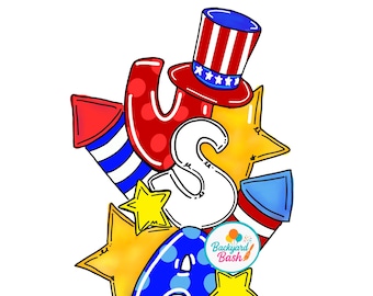 4th of July USA Door Hanger Template