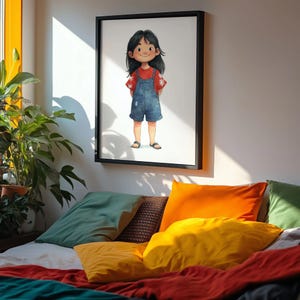 Lilo Inspired Watercolor Art Print – Cute Disney Character Wall Decor for Kids Room or Nursery – Unframed Physical Illustration Gift