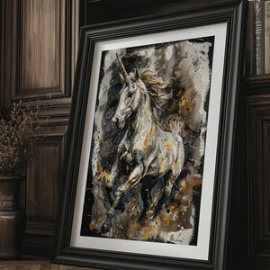 Unicorn Wall Art Print Mythical Fantasy Horse Painting Unframed Physical Print for Magical Nursery Girls Room or Whimsical Decor