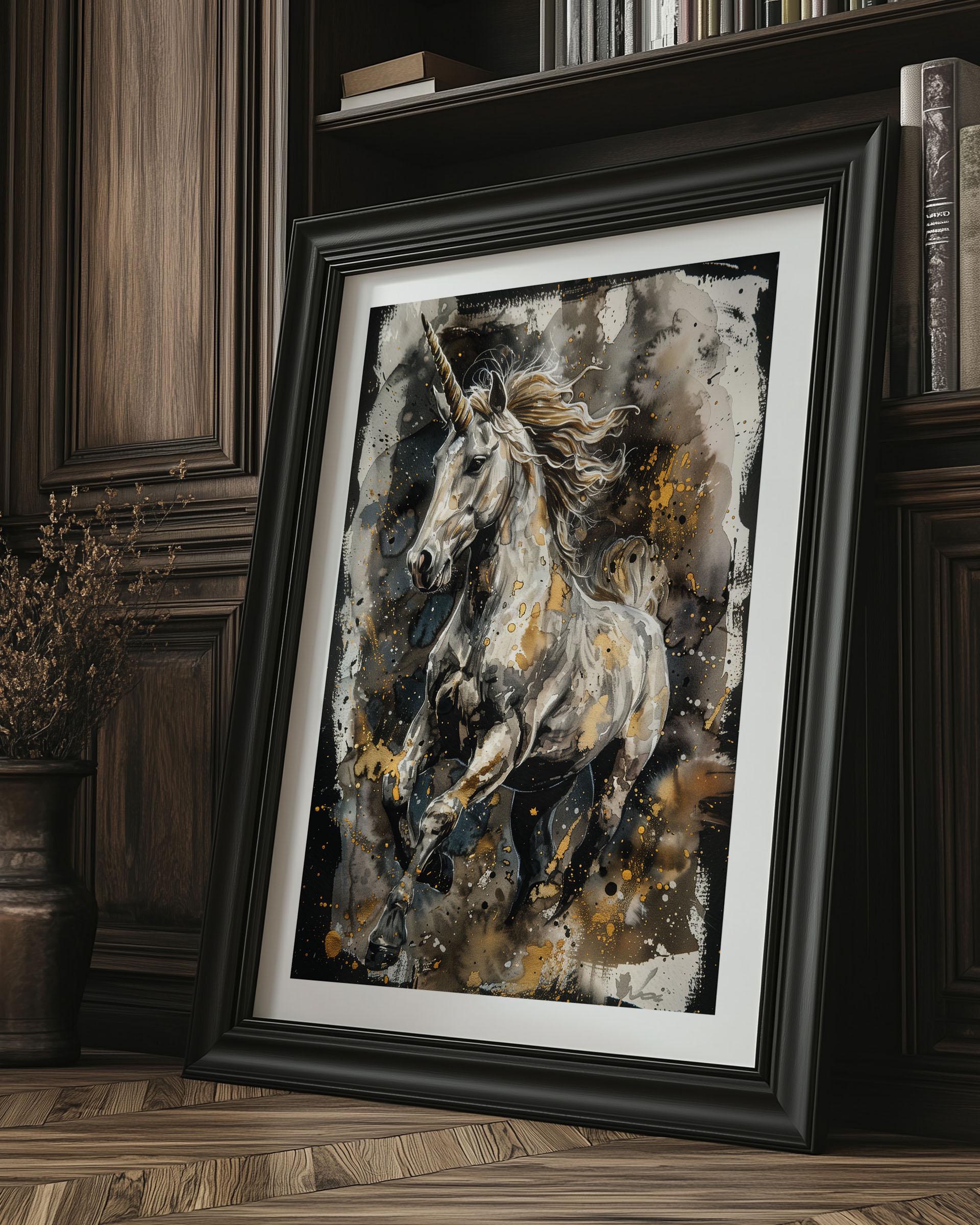 Unicorn Wall Art Print Mythical Fantasy Horse Painting Unframed Physical Print for Magical Nursery Girls Room or Whimsical Decor