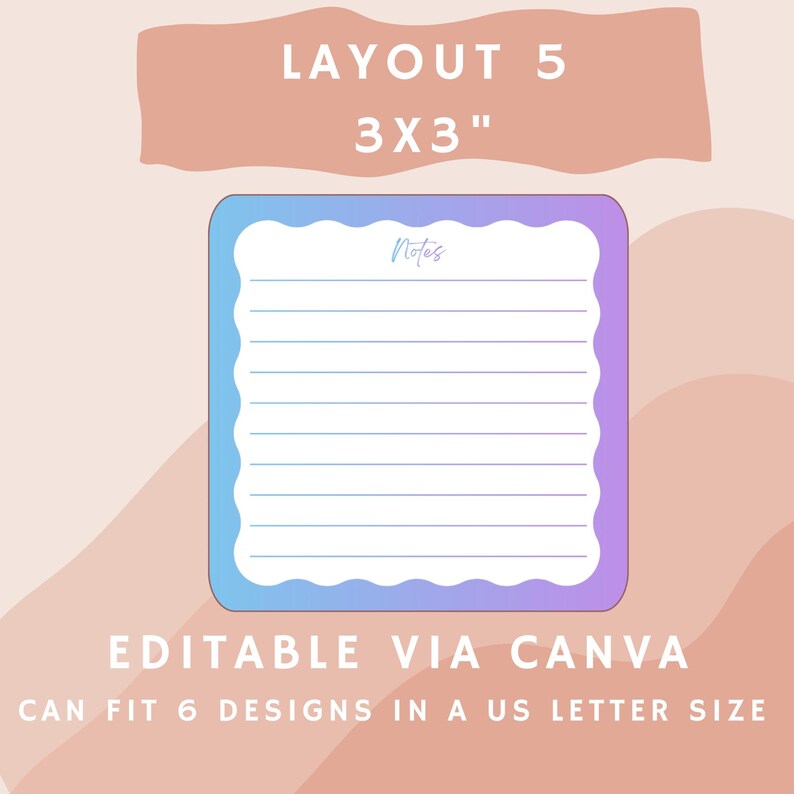 Printable Editable Notepad 3x3 Canva Template Sticky Notes Instant ...