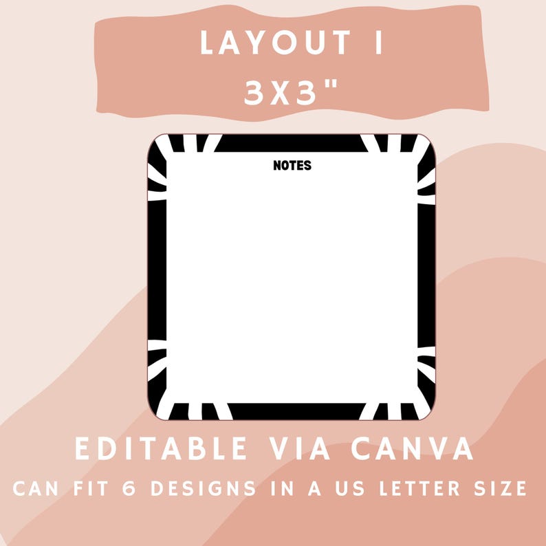 Printable Editable Notepad 3x3 Canva Template Personalized Sticky Notes ...