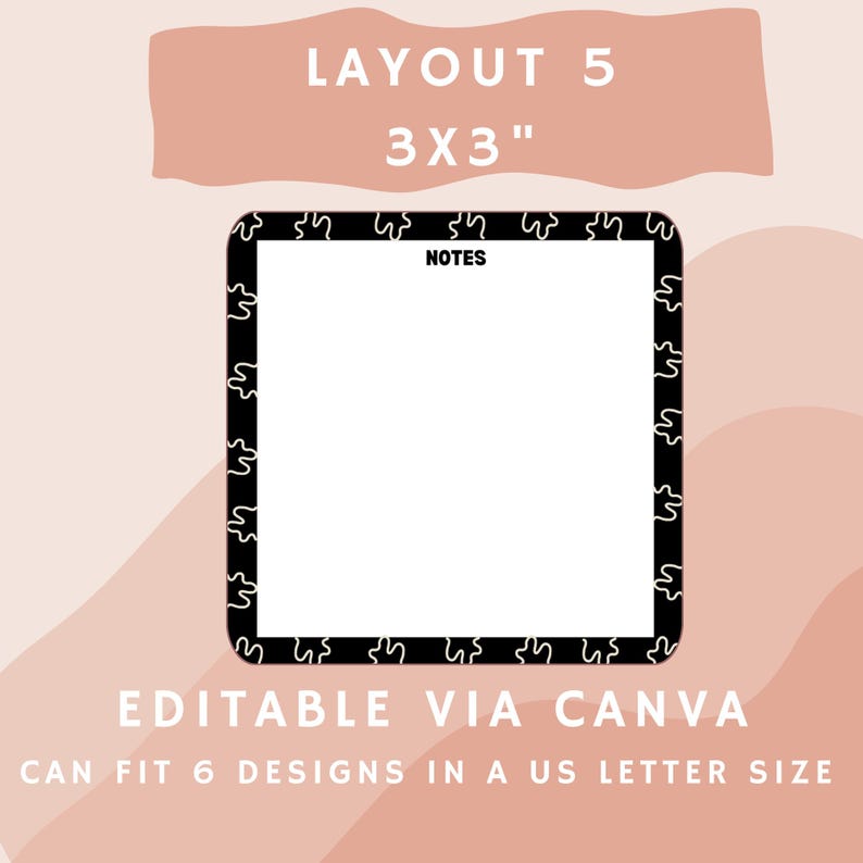 Printable Editable Notepad 3x3 Canva Template Personalized Sticky Notes ...