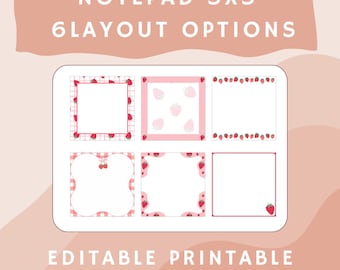 Plantilla de Canva para bloc de notas editable e imprimible de 3x3, notas adhesivas, descarga instantánea, lista de tareas en color rosa fresa, planificador de oficina, diario personalizado.