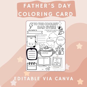 Questionário de cartão para colorir editável para o Dia dos Pais - Atividade para imprimir faça você mesmo para o Dia dos Pais - Tudo sobre meu pai incrível
