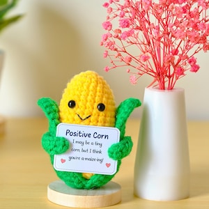 Positive Crochet Corn, Handmade Emotional Support Corn, Cute Funny Crochet Vegetable, Gift for Friends, Unique Home Decor