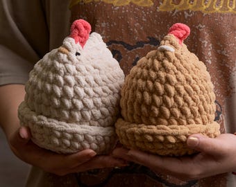 Peluche de pollo de ganchillo hecho a mano, regalo para amantes de los pollos, decoración de granja, pollo amigurumi de ganchillo