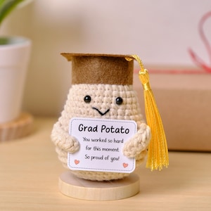 Graduation Gift Crochet Potato, Grad Potato Desk Buddy, Class of 2026 Gift, Personalized Card Gift, Gift for Graduate