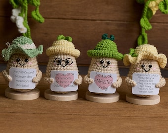 Handmade Crochet Potato with Hat, Crochet Amigurumi Potato, Send a Hug, Thinking of You, Birthday Gift