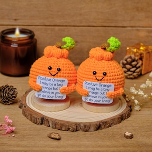 Handmade Crochet Positive Orange, Positive Crochet Orange, Motivational Gift, Desk Decor, Positive Gifts For Family/Friends/Coworker