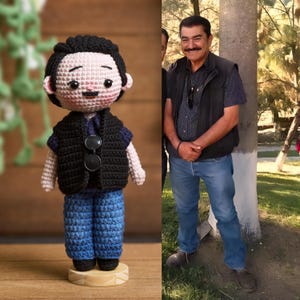 Custom Portrait Doll, Personalised Handmade Memorial Crochet Doll, Look-Alike Amigurumi Portrait, Anniversary Gift, Gift for Dad
