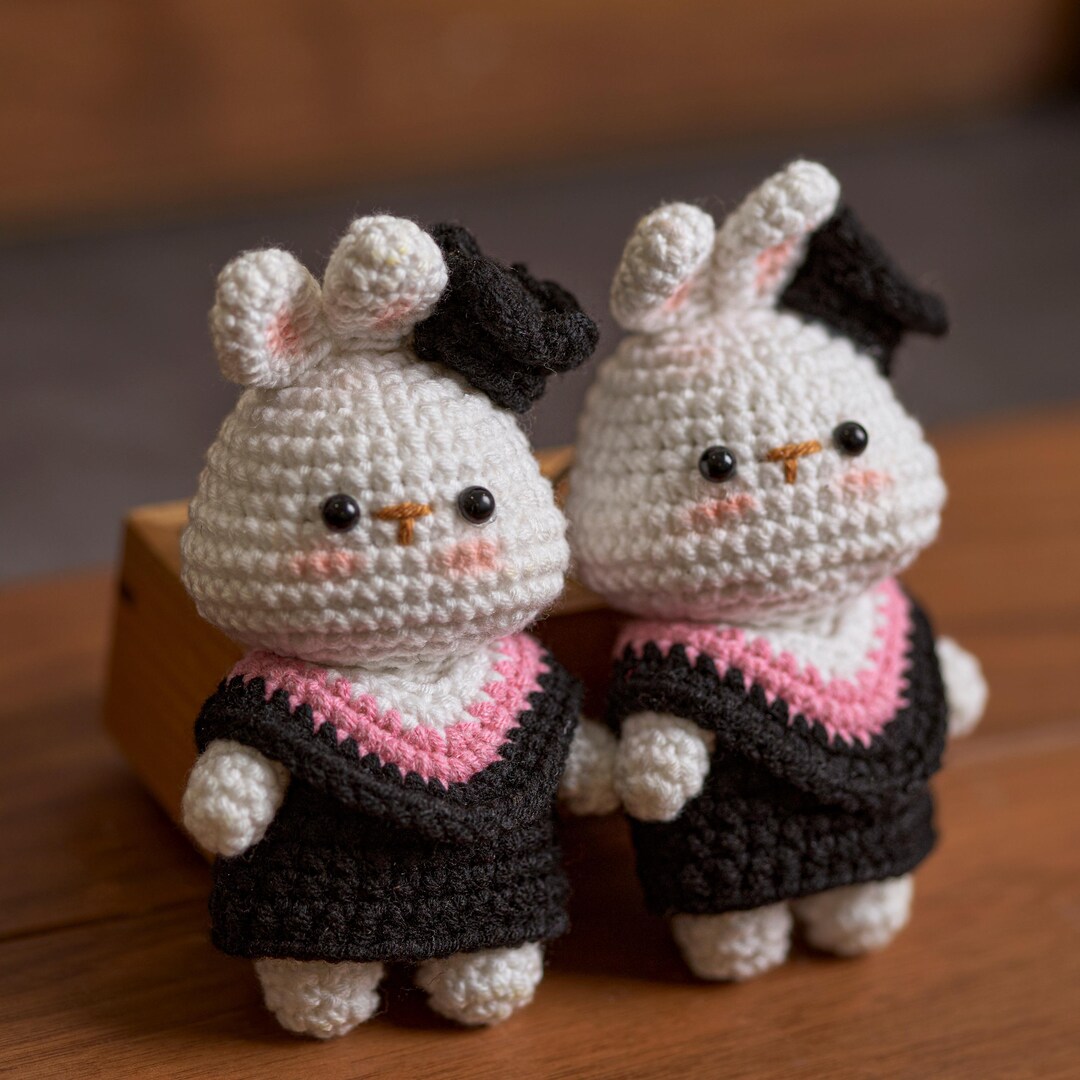 Graduation Bunny Keychain, Crochet Bunny Graduate Gift, Amigurumi ...