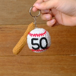Custom Baseball Keychain, Baseball Bat Keychain Crochet, Baseball Amigurumi, Sports Keychain, Baseball Gift