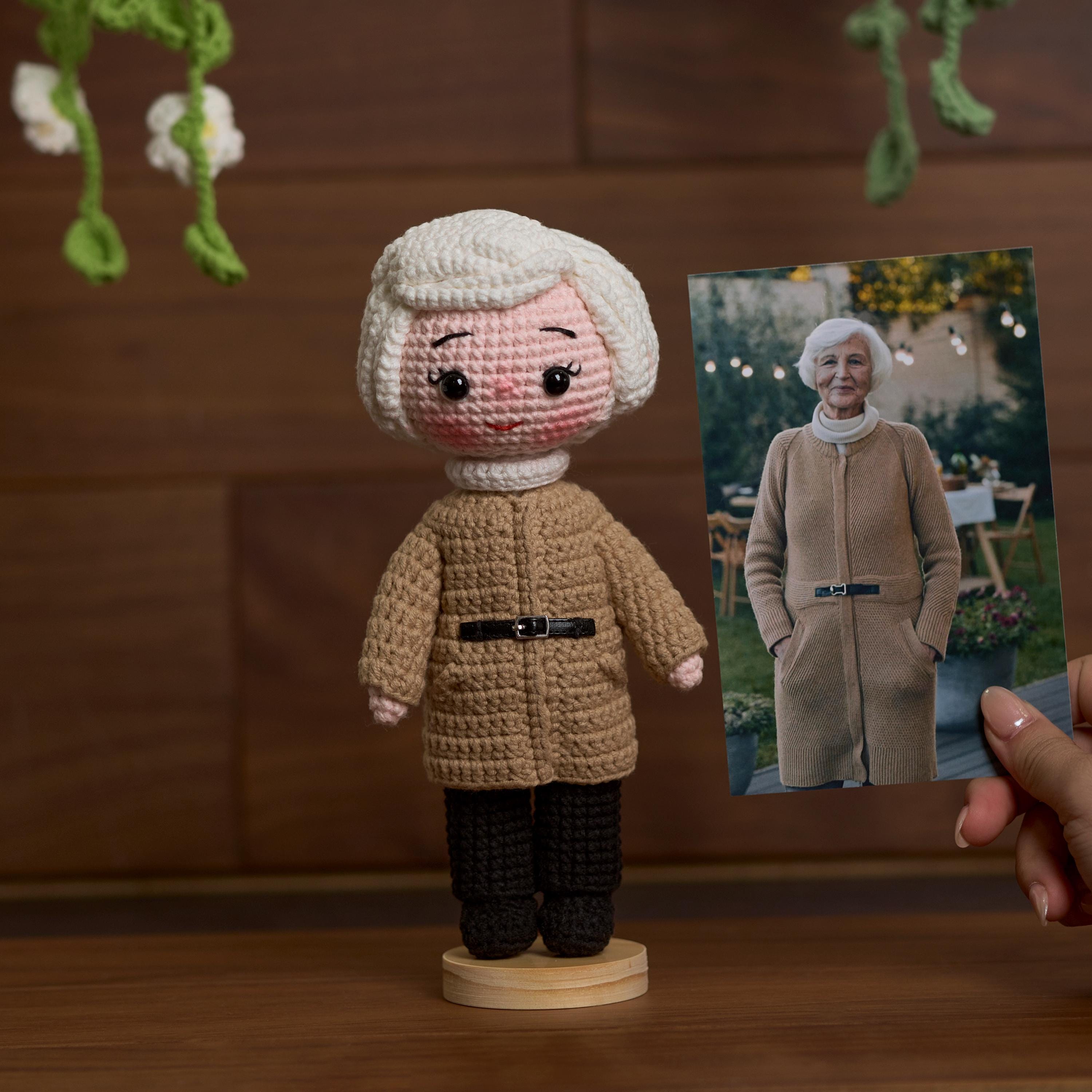 Custom Crochet Portrait Doll from Photo, Personalized Handmade Crochet Gift For Grandma, Handmade Keepsake of Loved One