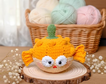 Pez globo de ganchillo, Botanimals de ganchillo, Peluche de pez globo de ganchillo, Regalo de pez de algodón hecho a mano, Animal marino de ganchillo, Regalo de cumpleaños