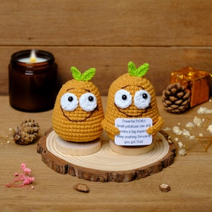 Emotional Support Potato Crochet, Positive Crochet Vegetable, Desk Decor, Emotional Support Gift, Handmade Gift, Birthday Gift