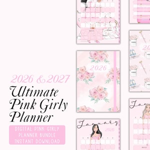 2026-2027 Pink Aesthetic Digital Planner Bundle | GoodNotes (PDF)