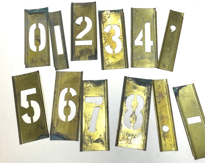 Set of Old Brass Number Stencils Supplies Complete Set Etsy