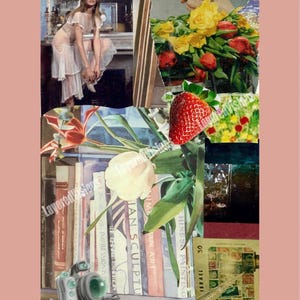 In Bloom Retro Collage Digitaldruck | Wanddekoration | Vintage Zeitschriften Collage