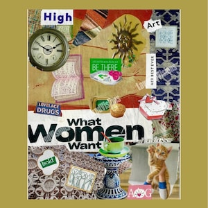 Was Frauen wollen Retro Collage Digitaldruck | Wanddekoration | Vintage Zeitschriften Collage