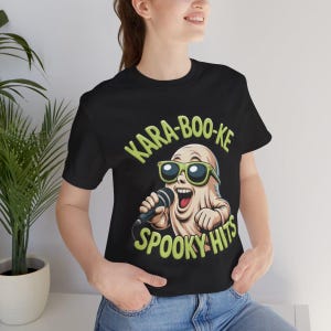 Halloween Karaoke Ghost Shirt, Spooky Hits Singing Tee, Punny Music Lover Apparel image 2