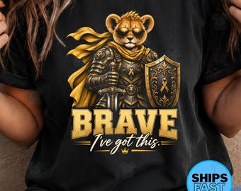 Kids Cancer Shirt, Brave Lion Knight Tee, Childhood Cancer Warrior Gift, Ive Got This Kid Tee