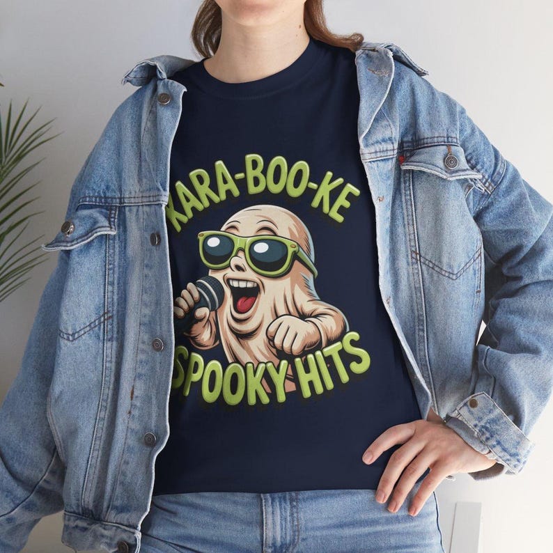 Halloween Karaoke Ghost Shirt, Spooky Hits Singing Tee, Punny Music Lover Apparel image 4
