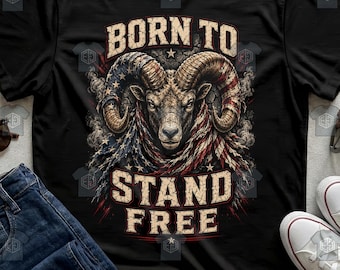 Born To Stand Free Patriotic Ram Graphic Apparel