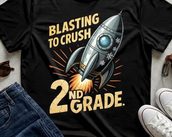 Space School-T-shirt, tweede klas raketschip ruimteshirt kinderen rugschool student astronaut