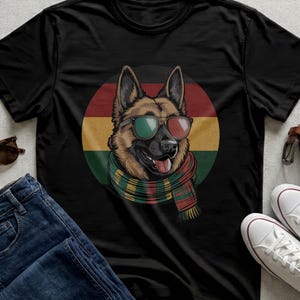 German Shepherd Pan African Flag Dog Shirt, Juneteenth Black History Month Tee
