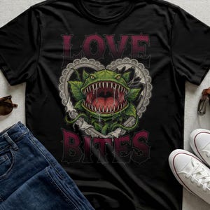 Venus Flytrap Love Bites Shirt, Horror Plant Goth Tee, Carnivorous Flower Top
