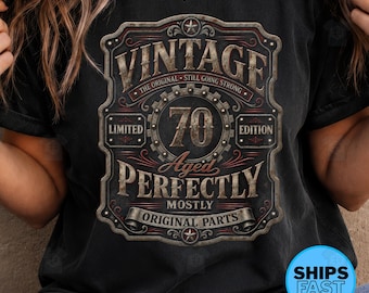 Vintage 70th Birthday Shirt, Aged 70 Perfectly Est 1956 Retro Birthday Gift Unisex, Classic Milestone Tee, 70th Gift For Him Her